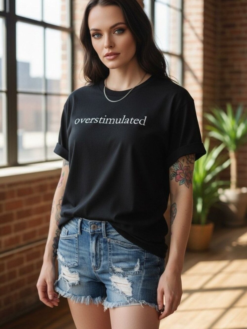 Overstimulated Graphic Tee ✦ Black Cotton Relaxed Fit ✦ Women’s Casual S NWT